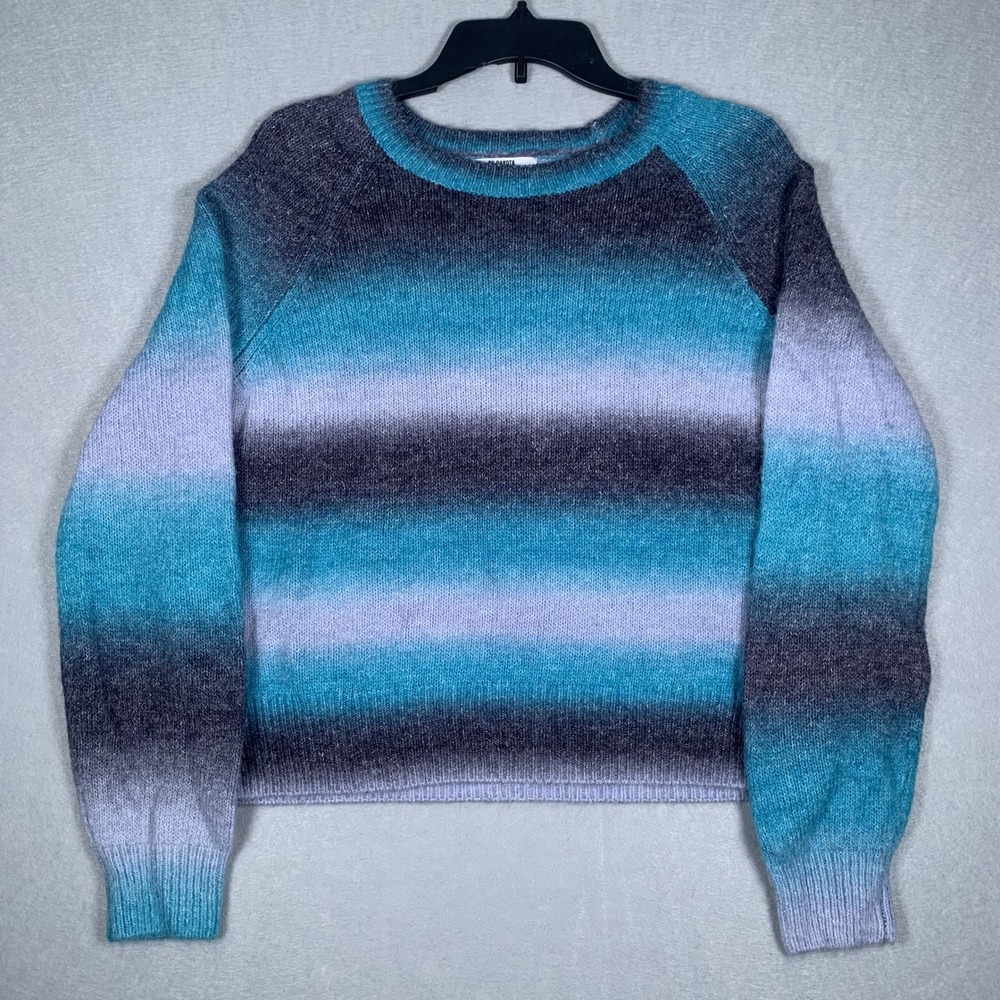 BB Dakota Sweater Womens Large Blue Ombre Striped Raglan Knit Steve Madden